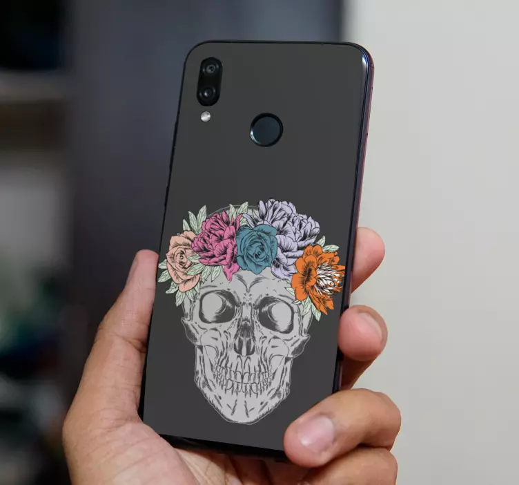 Virágos koponya motívum matrica Huawei - TenStickers