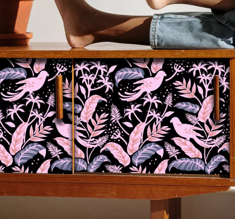 Virágos madár jelkép bútor matrica - TenStickers