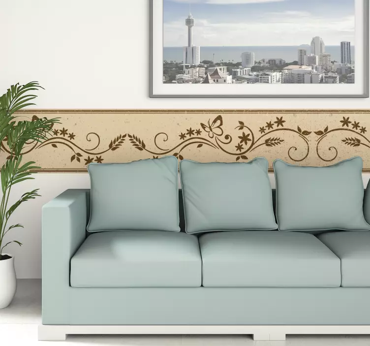 Virágos szegély pillangók matrica - TenStickers