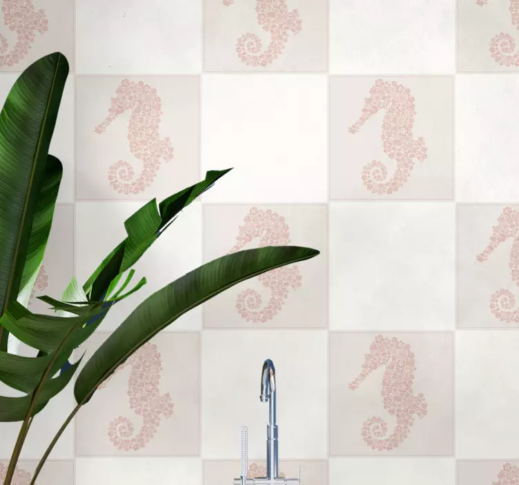 Virágos tengeri ló cserép matrica - TenStickers