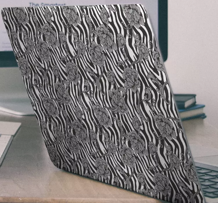 Virágos zebra minta Matrica laptophoz - TenStickers