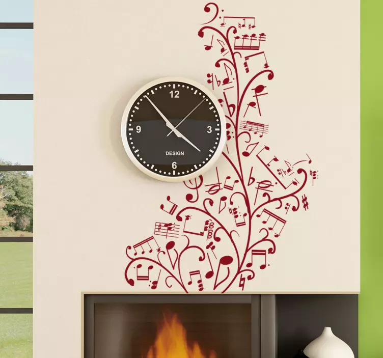 Virágos zenei jegyzetek fal matrica - TenStickers