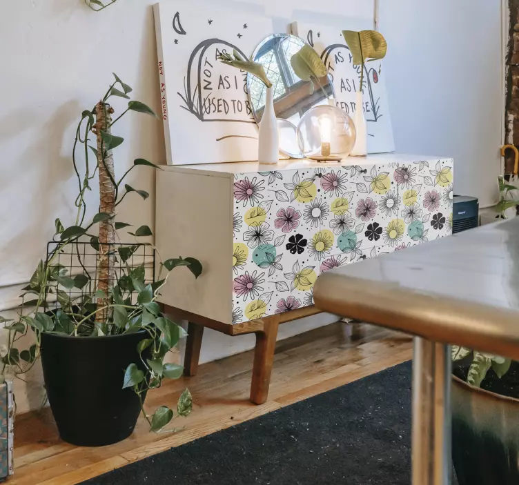 Virágzó virágok bútor matrica - TenStickers