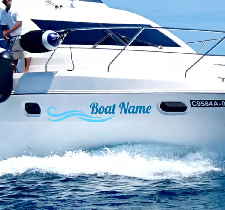 Hajózási matrica hullámos egyéni hajó nevű címke - TenStickers