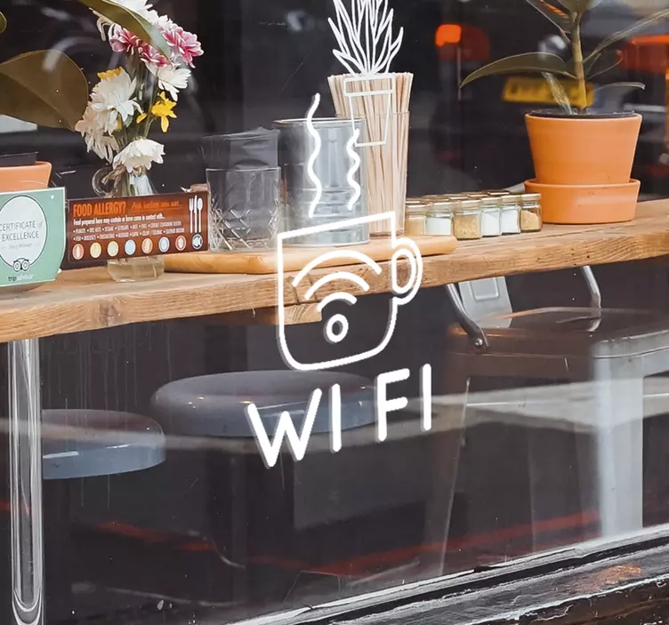 Wi-fi kávé üzleti matrica - TenStickers