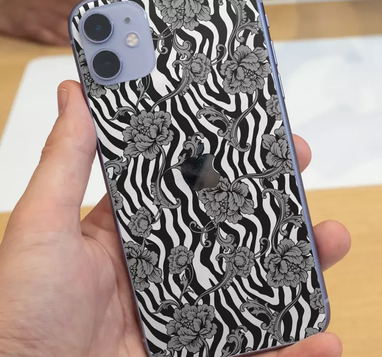 Zebra nyomtatás díszes virágok iphone matrica - TenStickers