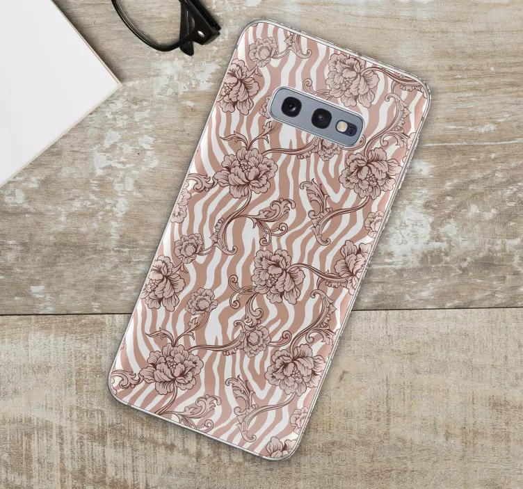 Zebra nyomtatás és virágok korall samsung matricák - TenStickers