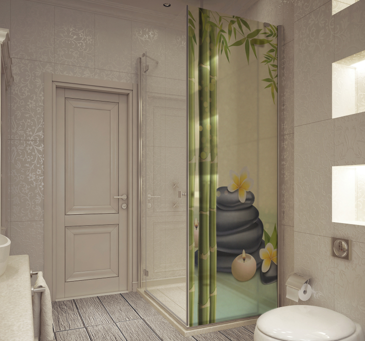 Zen fekete kövek zuhany képernyő matrica - TenStickers