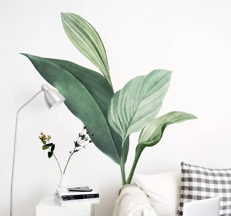 Zöld rajzolt trópusi levelek növényi matrica - TenStickers