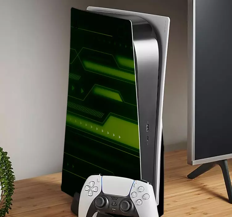 Zöld technológiai minták matrica ps5 - TenStickers