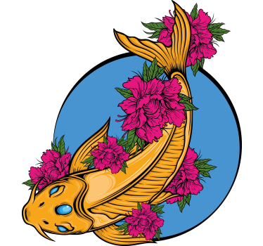 Koi virággal Matrica Autók - TenStickers
