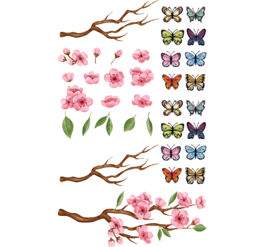 ágak és pillangók ablak matrica - TenStickers