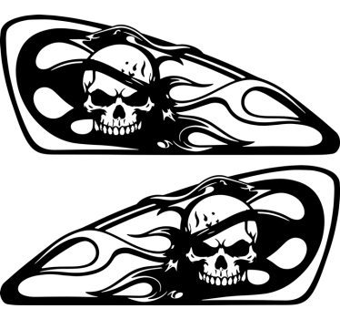 Koponya tűzben motoros matrica - TenStickers