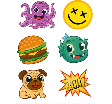 Rajzfilmfigurák gyűjteménye matrica bicikli - TenStickers