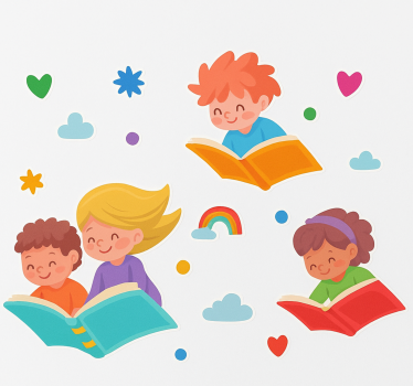 Repülő könyvek és gyerekek oktatási matrica - TenStickers