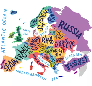 Európa térkép gyerekeknek világtérkép matrica - TenStickers
