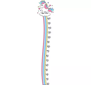 Egyszarvú és szivárvány méter magasság diagram fal matrica - TenStickers