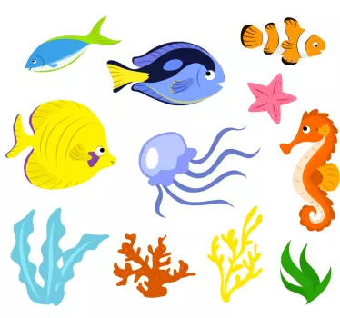 Tengeri állatok hal fal matrica - TenStickers