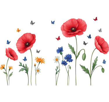 Vörös pipacs vadvirág ablak matrica - TenStickers