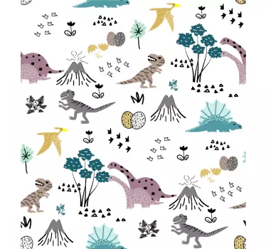 Gyerekes dinoszaurusz mintás bútor matrica - TenStickers