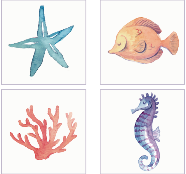 Színes tengeri lények csempe matrica - TenStickers