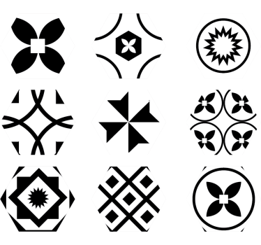 Fekete-fehér hatszög vinil matrica padlólap - TenStickers