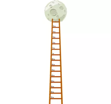 Gyermek hold lépcsőn nyomtáv magasság diagram falmatrica - TenStickers
