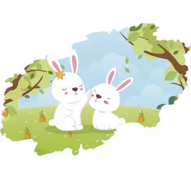Nyulak illusztráció fal art matrica - TenStickers