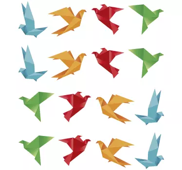 Origami állatok madár matrica - TenStickers