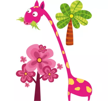 Rózsaszín zsiráf gyerek matrica - TenStickers