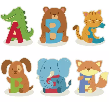 Gyermekek ábécé állatok ábécé falimatrica - TenStickers