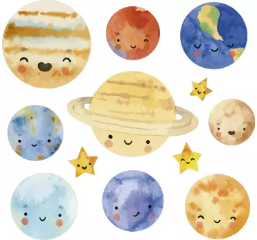 Gyermekek bolygók naprendszer űrfal matrica - TenStickers