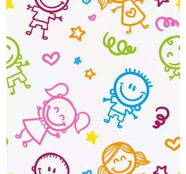 Boldog gyermek karakterek matrica gyerekeknek - TenStickers