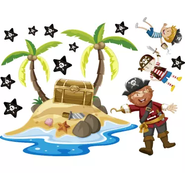 Kalózok és pálmafák ablak matrica - TenStickers