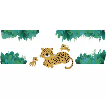 Leopárd anya és csecsemők vadállat matrica - TenStickers
