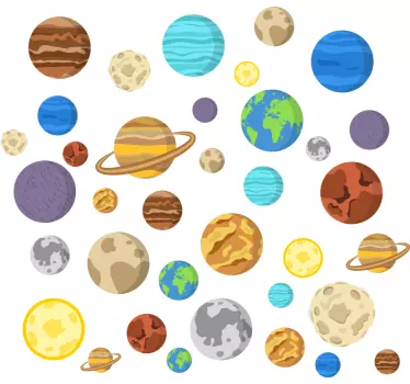 Színes pont bolygók hely matrica - TenStickers