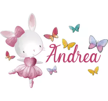 Lány táncol balett név illusztráció matrica - TenStickers