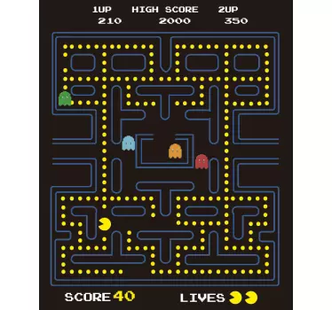 Pacman videojáték fali matrica - TenStickers