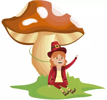 Manó és gomba fantázia matrica - TenStickers