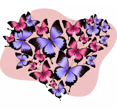 Pillangók a szívben matrica - TenStickers