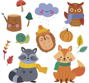 őszi virágok és állatok vadállati matrica - TenStickers