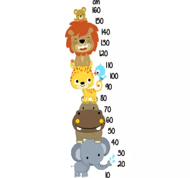 Méter állatokkal halmozott magasság diagram fal matrica - TenStickers