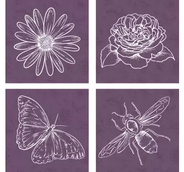 Vintage botanikai mintás csempe cserép átadása - TenStickers