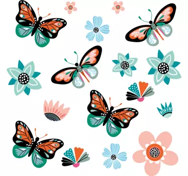 Pillangók és virágok bicikli matrica - TenStickers