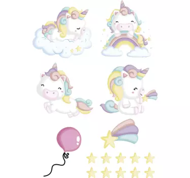 Bolyhos egyszarvúak mese falmatrica - TenStickers