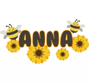 Virág méh illusztráció fal művészeti matrica - TenStickers