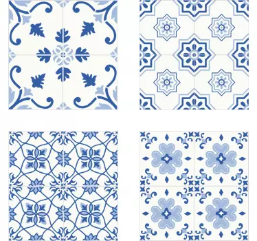 Vintage kék csempe átviteli matrica - TenStickers