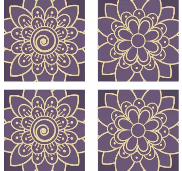 Virágos paisley sarokcsempe csempe matrica - TenStickers
