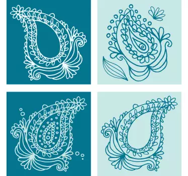 Virágos paisley csempe transzfer matrica - TenStickers