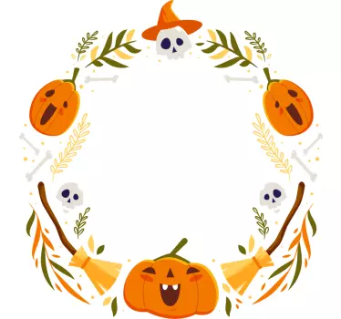 Narancssárga sütőtök keret halloween fali matrica - TenStickers